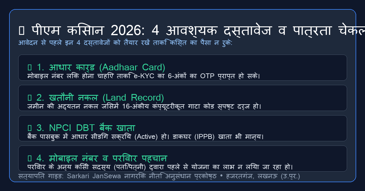 PM Kisan Document Checklist 2026 Infographic